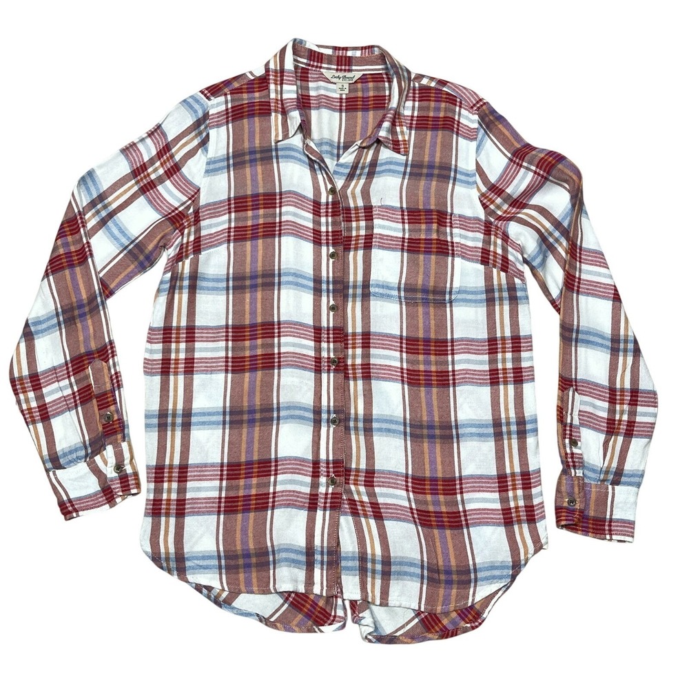 Lucky Brand Button Down Shirt Women Small Plaid Long Sleeve Casual Boho Y2K